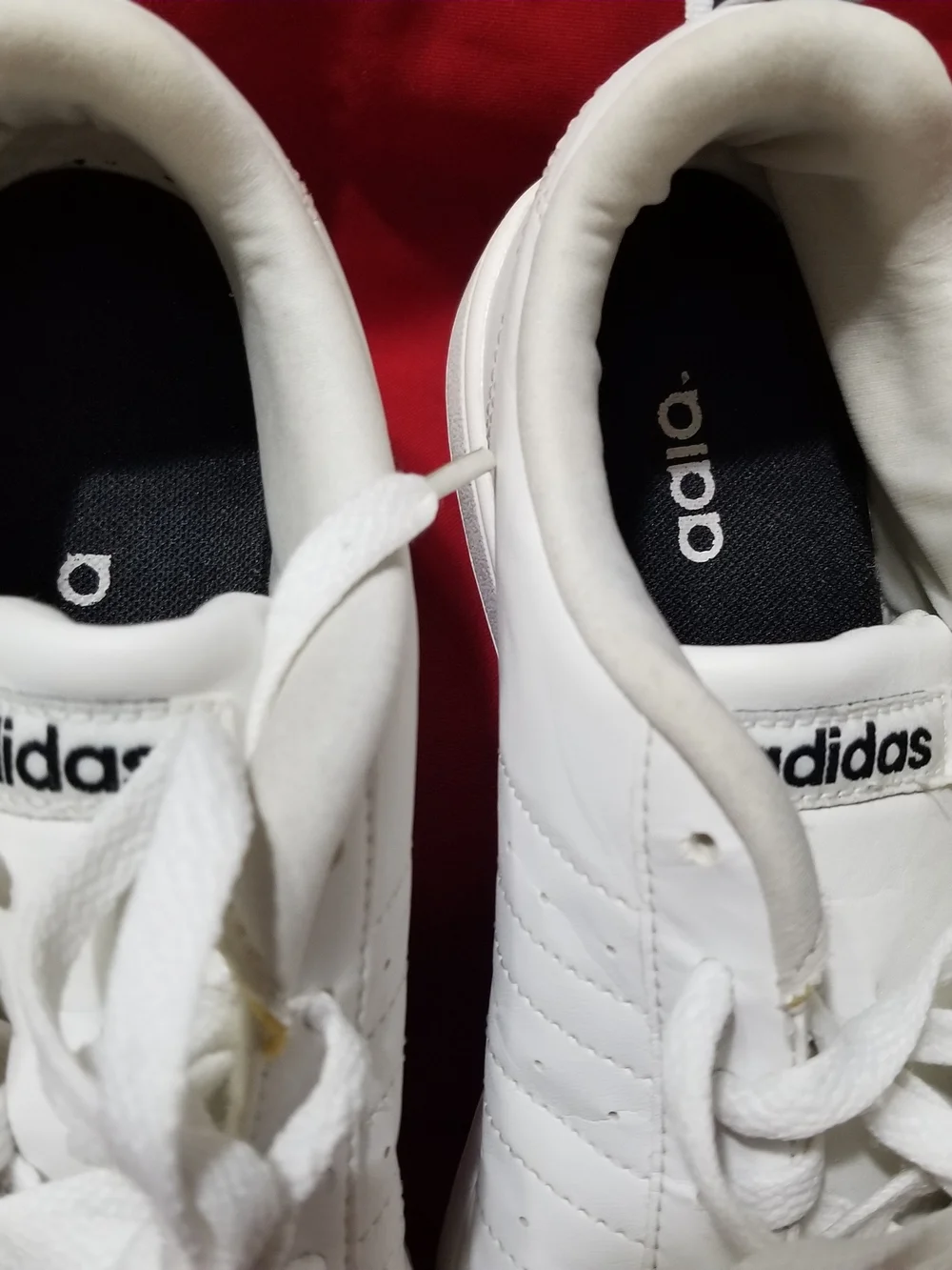Adidas Adult Size 6 White Neo Baseline Sneakers with Black Three-Stripes